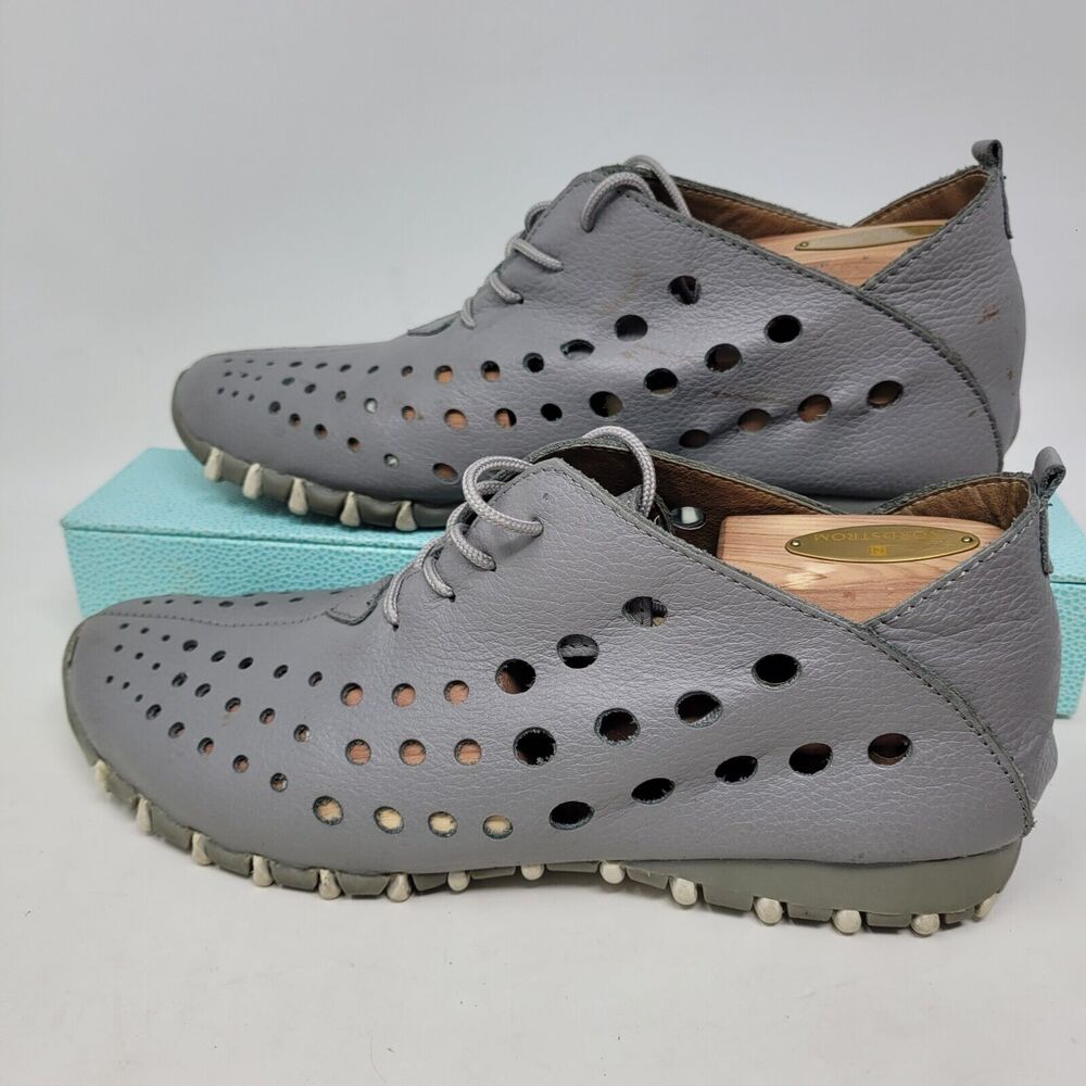 LITFOOT LF9010 Comfy Gray Perforated Leather Shoes Womns 8.5 EU39 Golf Friendly